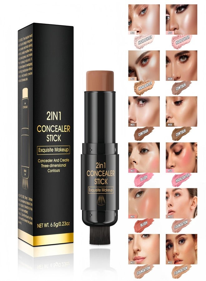 MAEPEOR Contour Stick Blendable Smooth Matte Cream Contour Stick Waterproof Long Lasting Face Shaping Makeup Pen with Brush (Color 04) - Image 3